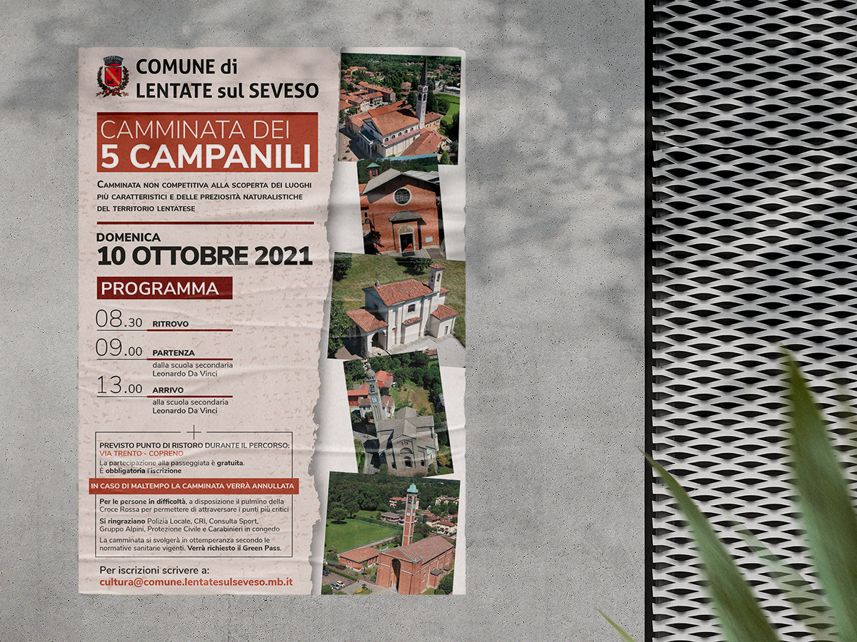 locandina, progettazione, impaginazione, grafica, camminata 5 campanili