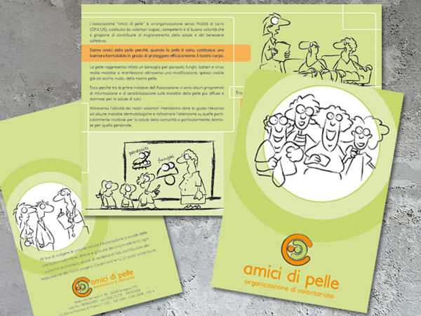 brochure, opuscolo informativo, amici di pelle, progettazione logo, illustrazioni, grafica, impaginazione